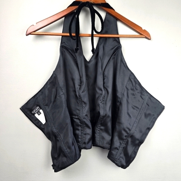 XSCAPE Vintage 90's Y2K Halter Top Velvet Satin Black Womens Size 8 - Picture 8 of 12